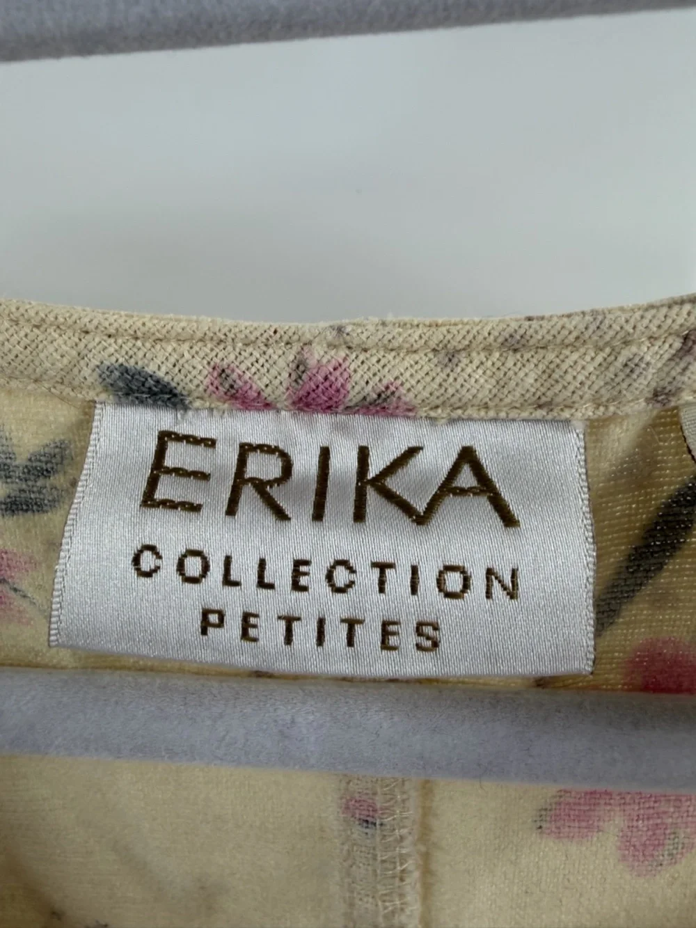 Erika Collection Linen Cotton‎ Yellow Floral Cottage Core Midi Shift Dress Small
